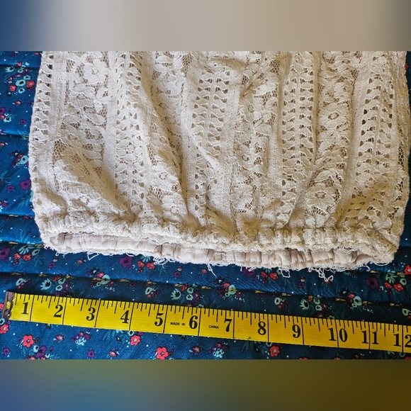 Womens Knit Lace Embroidered Crop Top Tie in Back Flowered Colorful Shirt - Picture 6 of 6